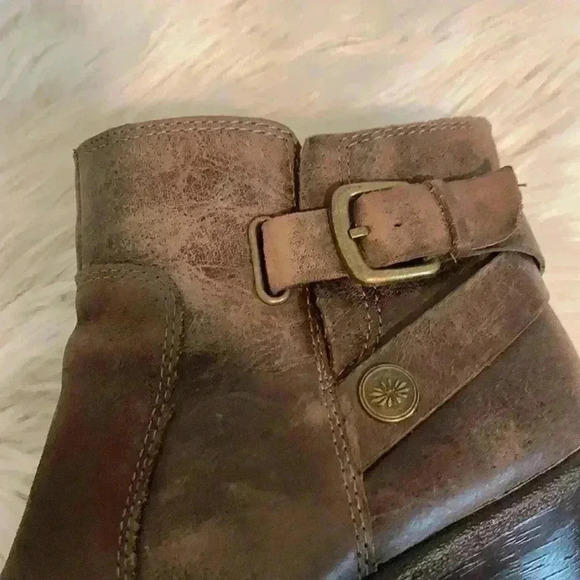 Montana leather booties brown rustic finish distressed ankle boots sz 8m - Picture 7 of 7